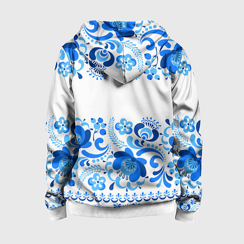 Детская толстовка на молнии РОССИЯ голубой узор / 3D-Белый – фото 2