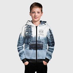 Толстовка на молнии детская Dodge in winter forest, цвет: 3D-черный — фото 2