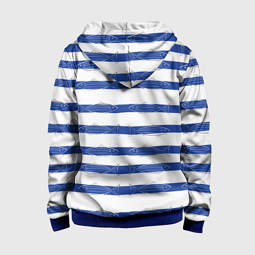 Детская толстовка на молнии Рыбы в полоску / 3D-Синий – фото 2