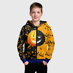 Толстовка на молнии детская Тыква на Хэллоуин, цвет: 3D-синий — фото 2