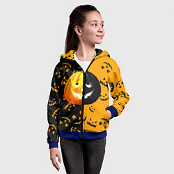 Толстовка на молнии детская Тыква на Хэллоуин, цвет: 3D-синий — фото 2