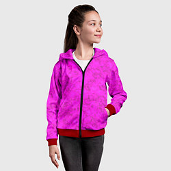 Толстовка на молнии детская Розовый яркий неоновый узор с мраморной текстурой, цвет: 3D-красный — фото 2
