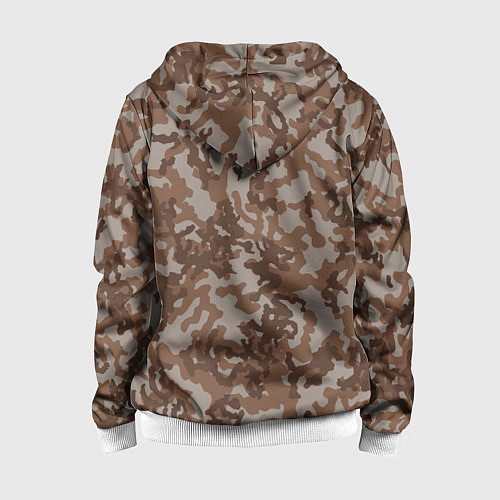 Детская толстовка на молнии Камуфляж ВСР-84 песчаный / 3D-Белый – фото 2