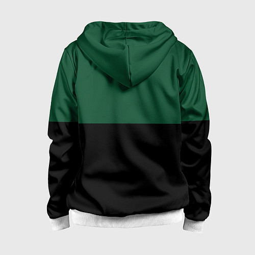 Детская толстовка на молнии Серьёзный Зелёный / 3D-Белый – фото 2