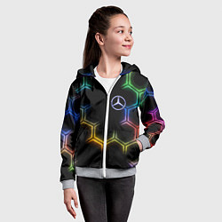 Толстовка на молнии детская Mercedes - neon pattern, цвет: 3D-меланж — фото 2