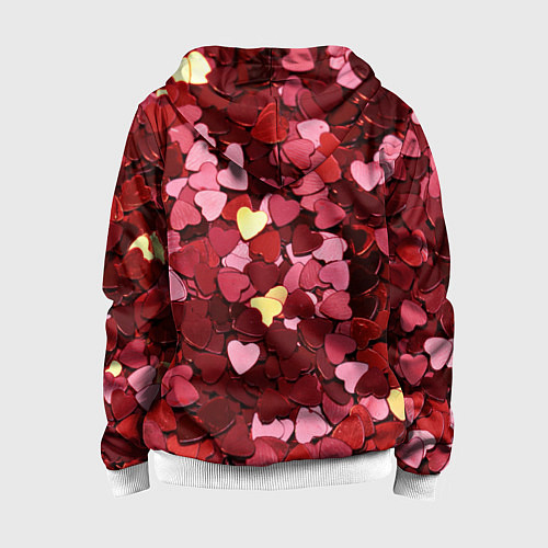 Детская толстовка на молнии Куча разноцветных сердечек / 3D-Белый – фото 2
