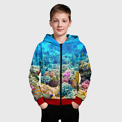 Толстовка на молнии детская Дно морское, цвет: 3D-красный — фото 2