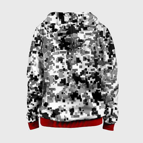 Детская толстовка на молнии Городской пиксель камуфляж / 3D-Красный – фото 2