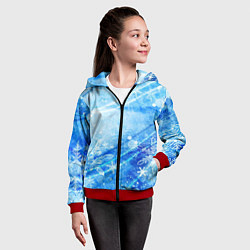 Толстовка на молнии детская Новогодний иней, цвет: 3D-красный — фото 2