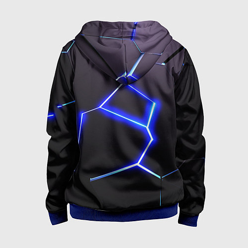 Детская толстовка на молнии Неоновый разлом плит / 3D-Синий – фото 2