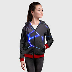 Толстовка на молнии детская Неоновый разлом плит, цвет: 3D-красный — фото 2