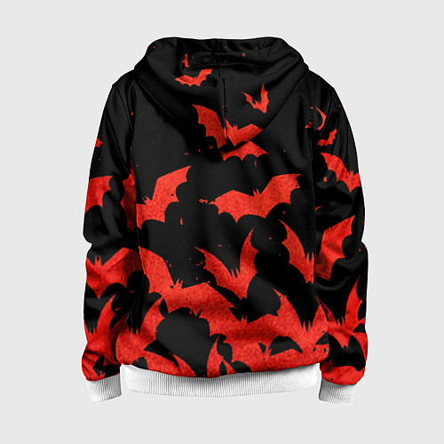 Детская толстовка на молнии Летучие мыши красные / 3D-Белый – фото 2