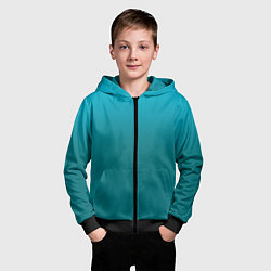 Толстовка на молнии детская Градиент бирюзовый, цвет: 3D-черный — фото 2