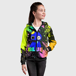 Толстовка на молнии детская Rainbow Friends - Blue, цвет: 3D-черный — фото 2