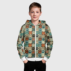 Толстовка на молнии детская Peace symbol pattern, цвет: 3D-белый — фото 2