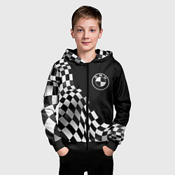 Толстовка на молнии детская BMW racing flag, цвет: 3D-черный — фото 2