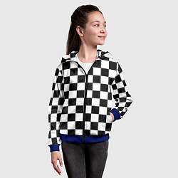 Толстовка на молнии детская Шахматные клетки - текстура, цвет: 3D-синий — фото 2