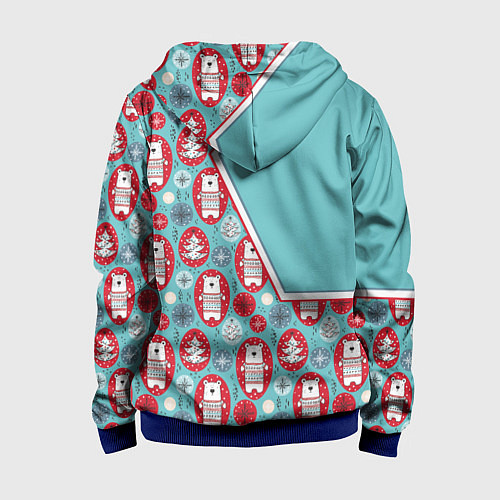 Детская толстовка на молнии Новогодние мишки / 3D-Синий – фото 2