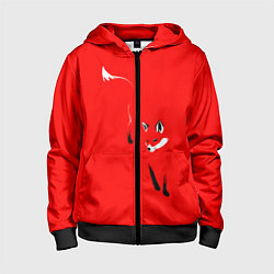 Толстовка на молнии детская Красная лиса, цвет: 3D-черный