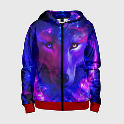 Толстовка на молнии детская Волшебный звездный волк, цвет: 3D-красный