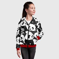 Толстовка на молнии детская С пандами паттерн, цвет: 3D-красный — фото 2