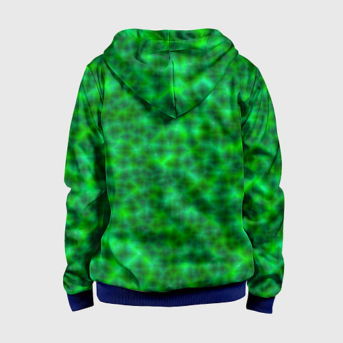 Детская толстовка на молнии Абстрактные зелёные волны - текстура / 3D-Синий – фото 2