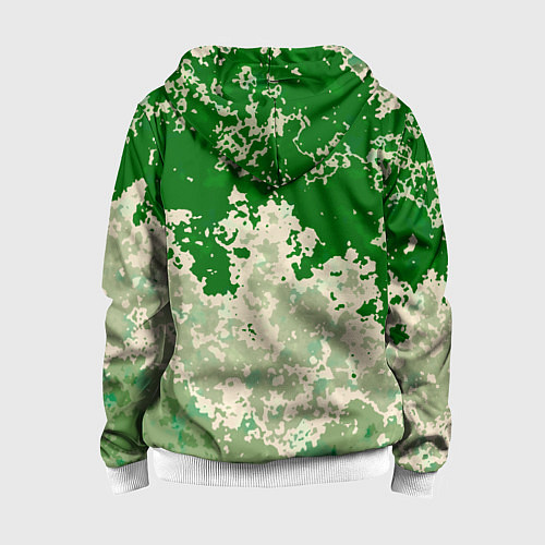 Детская толстовка на молнии Абстракция в зелёных тонах / 3D-Белый – фото 2