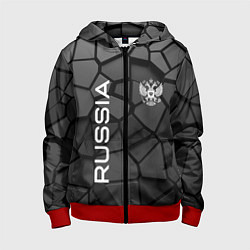 Толстовка на молнии детская Черная броня Россия, цвет: 3D-красный