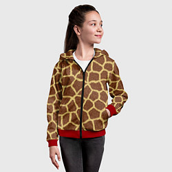 Толстовка на молнии детская Текстура жирафа, цвет: 3D-красный — фото 2