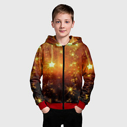 Толстовка на молнии детская Золотистае звёзды, цвет: 3D-красный — фото 2