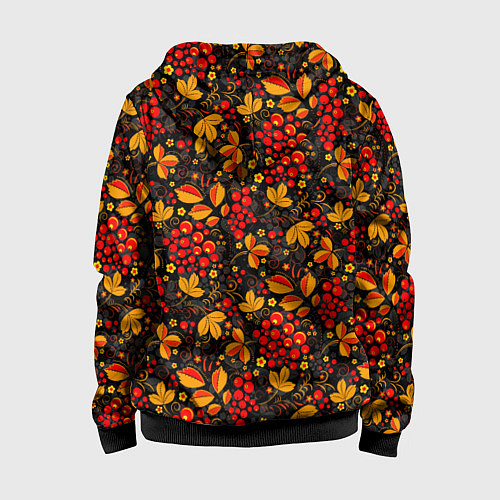Детская толстовка на молнии Красная рябина хохломой / 3D-Черный – фото 2