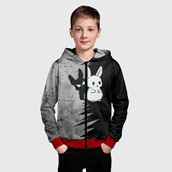 Толстовка на молнии детская Теневой зайка, цвет: 3D-красный — фото 2