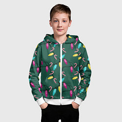 Толстовка на молнии детская Новогодняя гирлянда зеленая, цвет: 3D-белый — фото 2