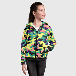 Толстовка на молнии детская Неоновый камуфляж, цвет: 3D-черный — фото 2