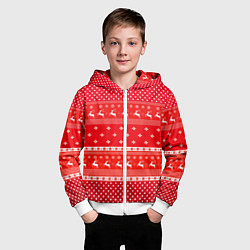Толстовка на молнии детская Праздничный красный свитер, цвет: 3D-белый — фото 2