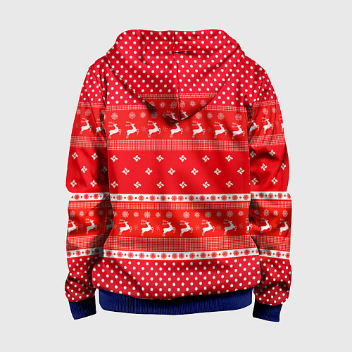 Детская толстовка на молнии Праздничный красный свитер / 3D-Синий – фото 2