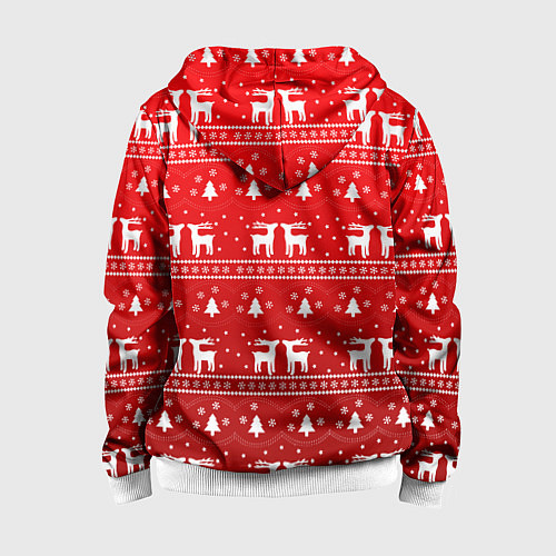 Детская толстовка на молнии Новогодний орнамент с оленями / 3D-Белый – фото 2
