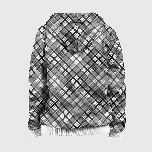 Детская толстовка на молнии Черно белый узор в косую клетку / 3D-Белый – фото 2