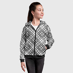 Толстовка на молнии детская Черно белый узор в косую клетку, цвет: 3D-черный — фото 2