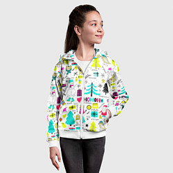 Толстовка на молнии детская Happy new year hohoho, цвет: 3D-белый — фото 2