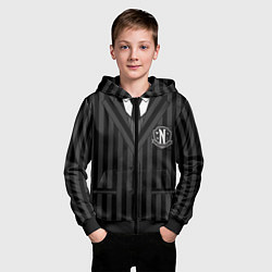 Толстовка на молнии детская Ученик академии Невермор ЧБ: униформа, цвет: 3D-черный — фото 2
