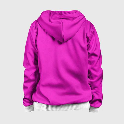 Детская толстовка на молнии Розовый фуксиевый текстурированный / 3D-Белый – фото 2