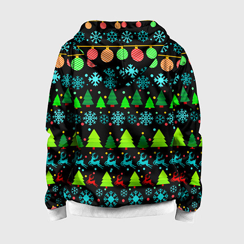 Детская толстовка на молнии Узор с ёлками и оленями / 3D-Белый – фото 2