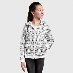 Толстовка на молнии детская Black pattern Wednesday Addams, цвет: 3D-белый — фото 2