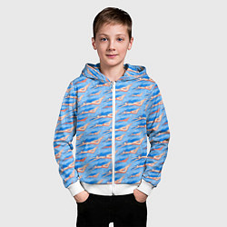 Толстовка на молнии детская Плывущие девушки на голубом фоне, цвет: 3D-белый — фото 2