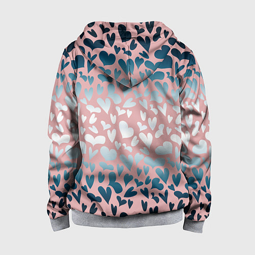 Детская толстовка на молнии Сердца розовые перламутровые паттерн / 3D-Меланж – фото 2