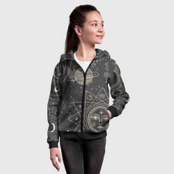 Толстовка на молнии детская Мистические узоры, цвет: 3D-черный — фото 2