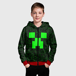 Толстовка на молнии детская Minecraft green squares, цвет: 3D-красный — фото 2