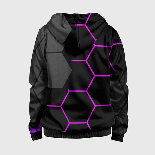 Детская толстовка на молнии Крупные неоновые соты / 3D-Черный – фото 2