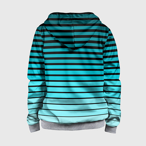 Детская толстовка на молнии Голубые полосы на черном / 3D-Меланж – фото 2